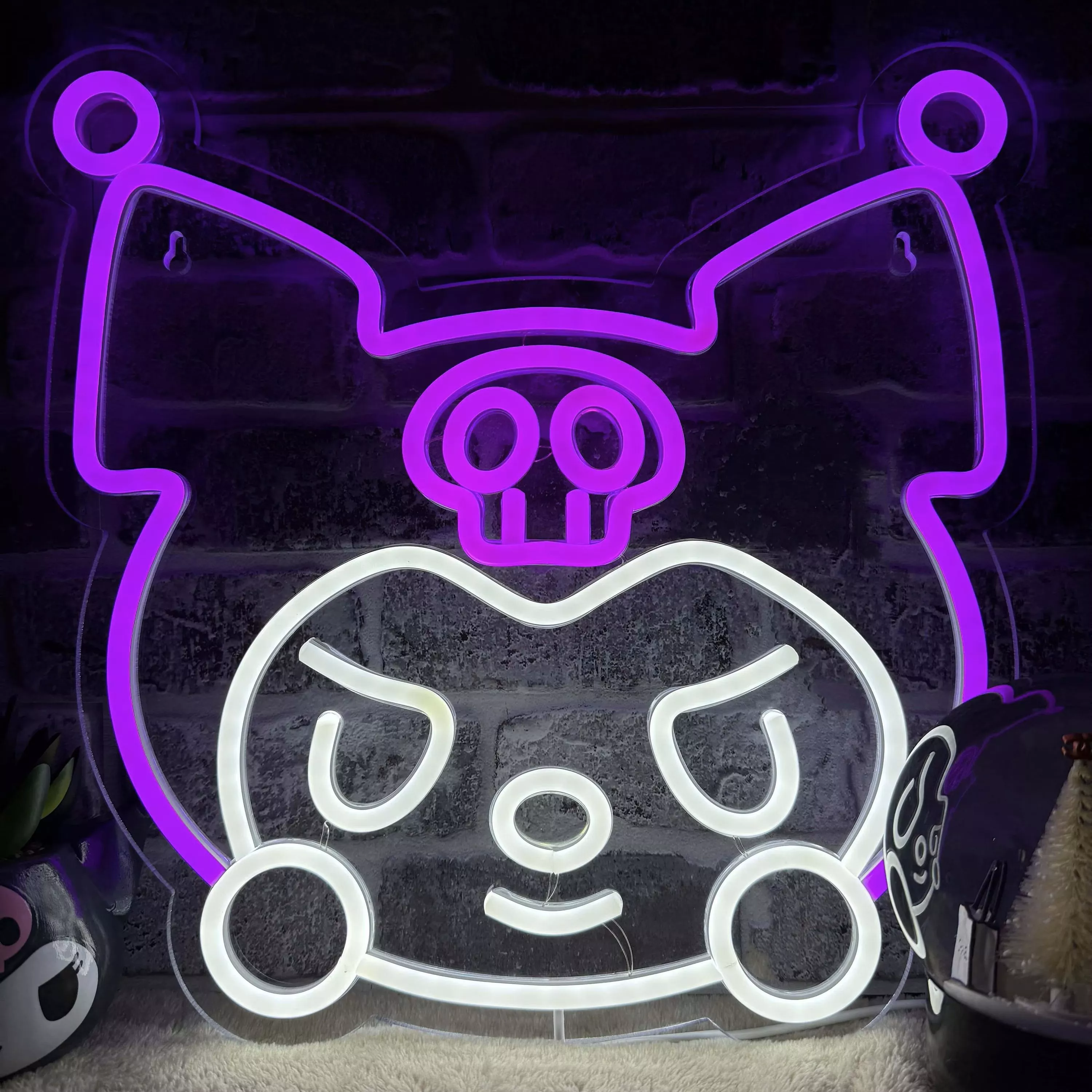 Kuromi 霓虹灯 - 适合儿童房的可爱 LED 霓虹灯壁灯