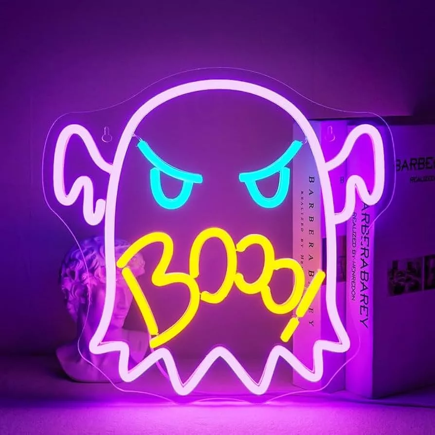 Halloween Neon Sign Boo Neon Sign Halloween Gift Purple Halloween Neon Sign Suitable for Bedroom Bar Party Club Neon Sign Halloween Neon Halloween Gift Suitable for Children and Adults
