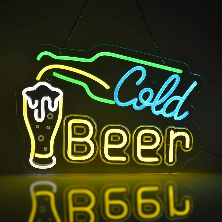 Cold Beer Neon Sign, Neon Wall Art Decoration, Suitable for Bars, Home Pubs, Clubs, Taverns, Men's Den, Parties, Gifts or Restaurants