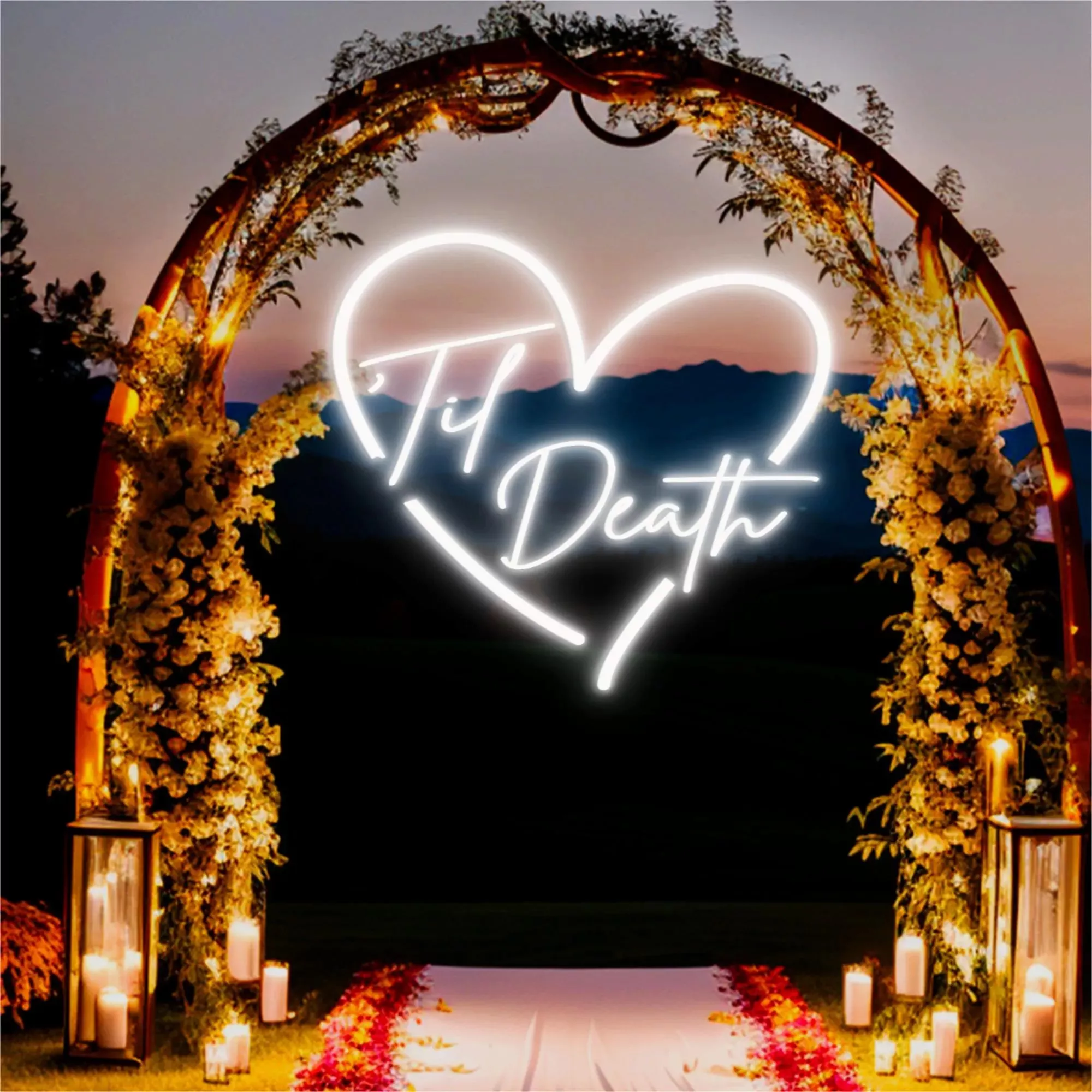 Custom neon light wedding decorations, custom LED signs engagement decorations, wedding backgrounds, personalized welcome signs for weddings.