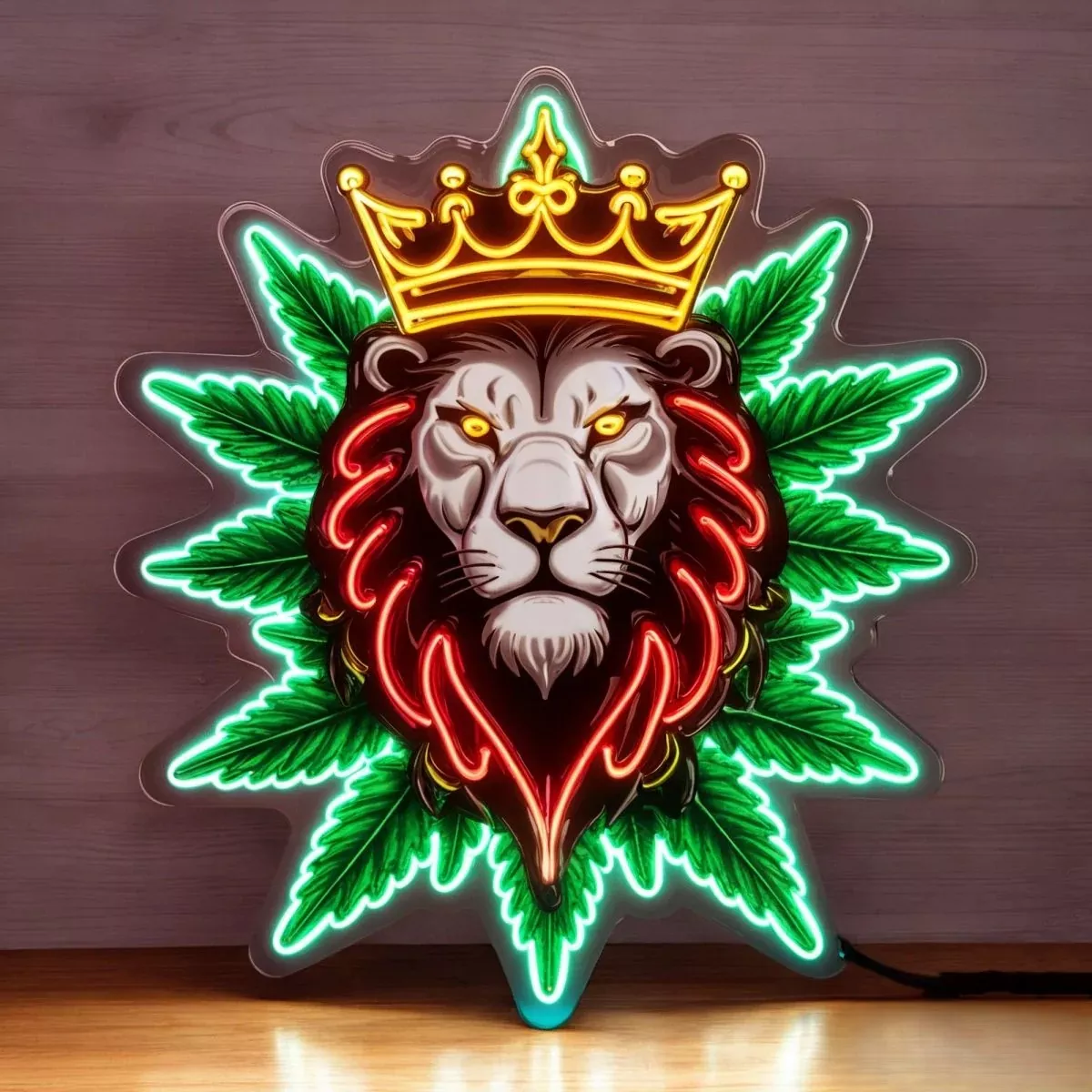 Weed King Lion Crown UV Printing LED Neon Light