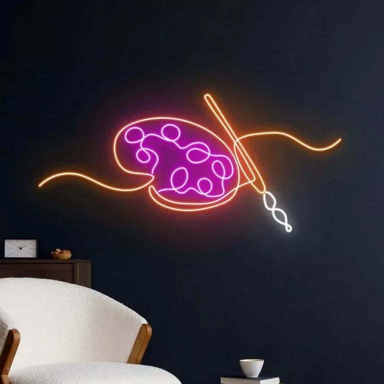 Art Gallery LED Signs, Palette Neon Lights, Paintbrush Neon Lights